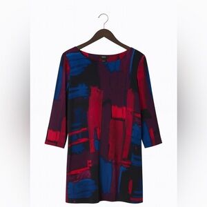 Alfani Women's Abstract Red and Blue Midi Dress